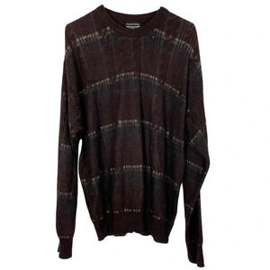 Vintage 80s 90s Oversized Grandpa Pullover Sweater Unisex XL Brown Long Sleeve